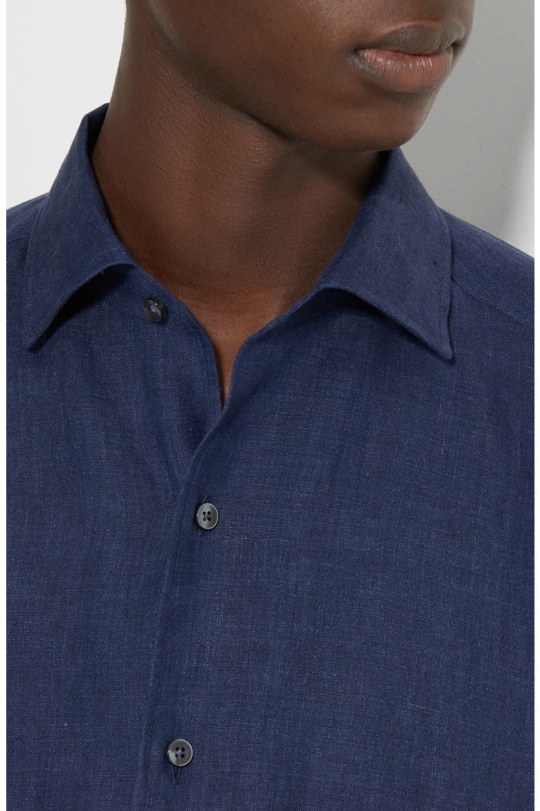Oasi Linen Button-Up Shirt, Alternate, color, NAVY
