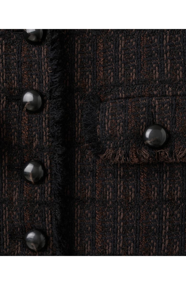 MANGO Pocket Tweed Jacket, Alternate, color, Chocolate