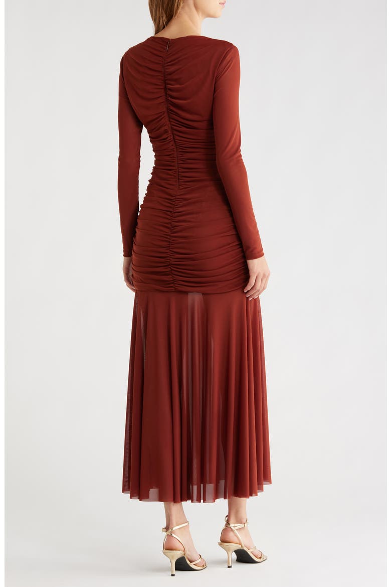 Yasmine Long Sleeve Midi Dress, Alternate, color, RUST