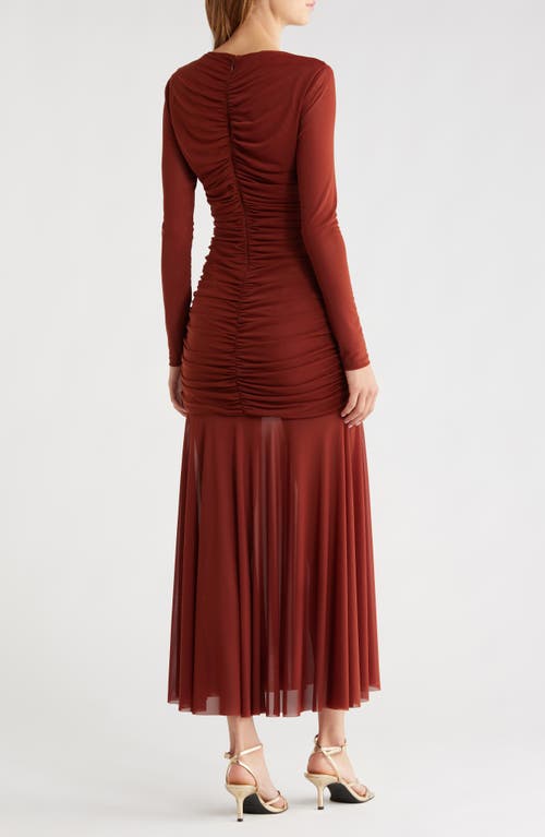 Astr The Label Yasmine Long Sleeve Midi Dress In Brown