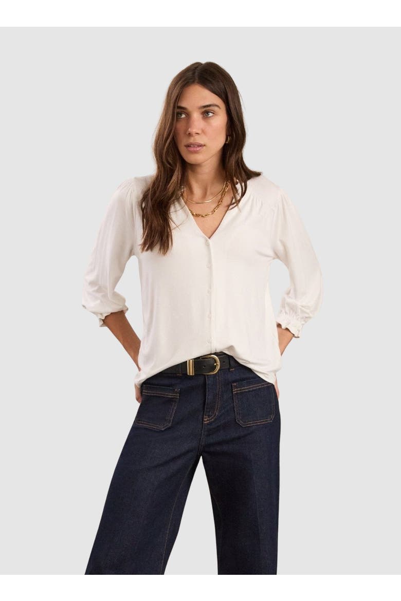 Annie Ruffle Collar Blouse, Main, color, Pure White
