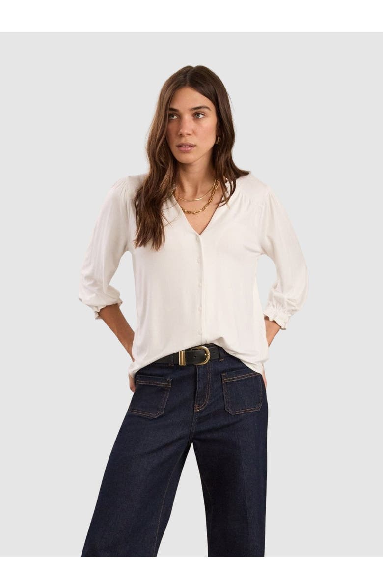 Baukjen Annie Ruffle Collar Blouse, Main, color, Pure White