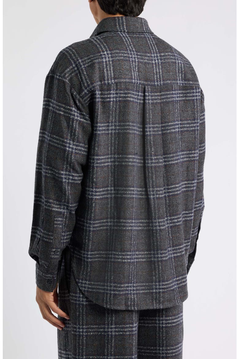 Eco Relaxed Plaid Button-Up Shirt, Alternate, color, NIGHT SKY