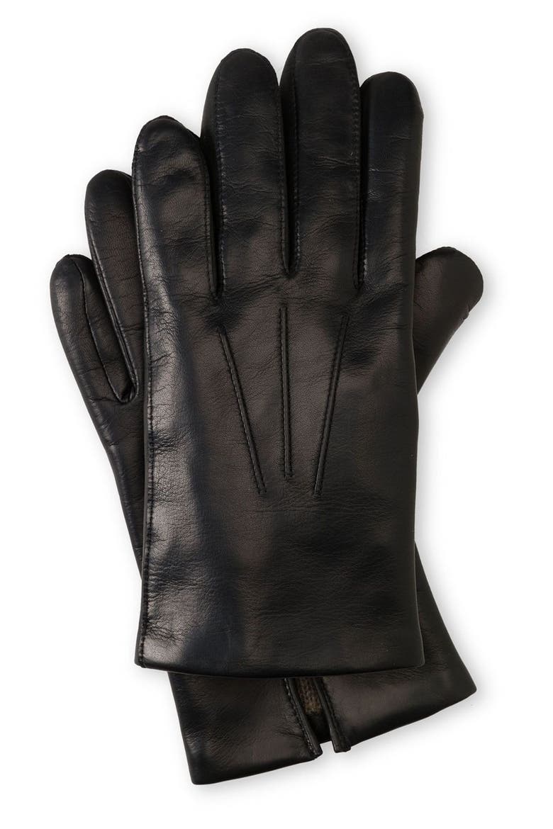 Cashmere Lined Leather Gloves, Main, color, BLACK