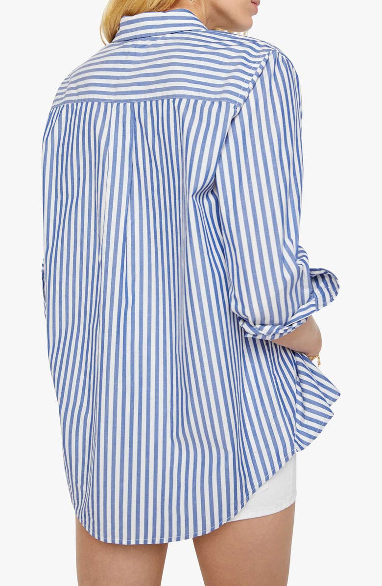 MOTHER The Bestie Stripe Button-Up Top, Alternate, color, White/ Blue Stripe