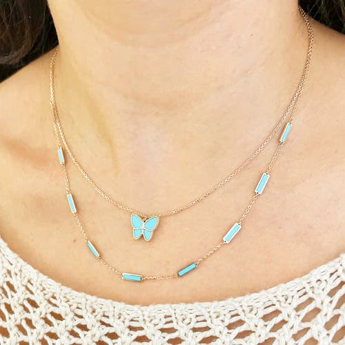 The Lovery Fine Jewelry Turquoise Butterfly Necklace In Blue
