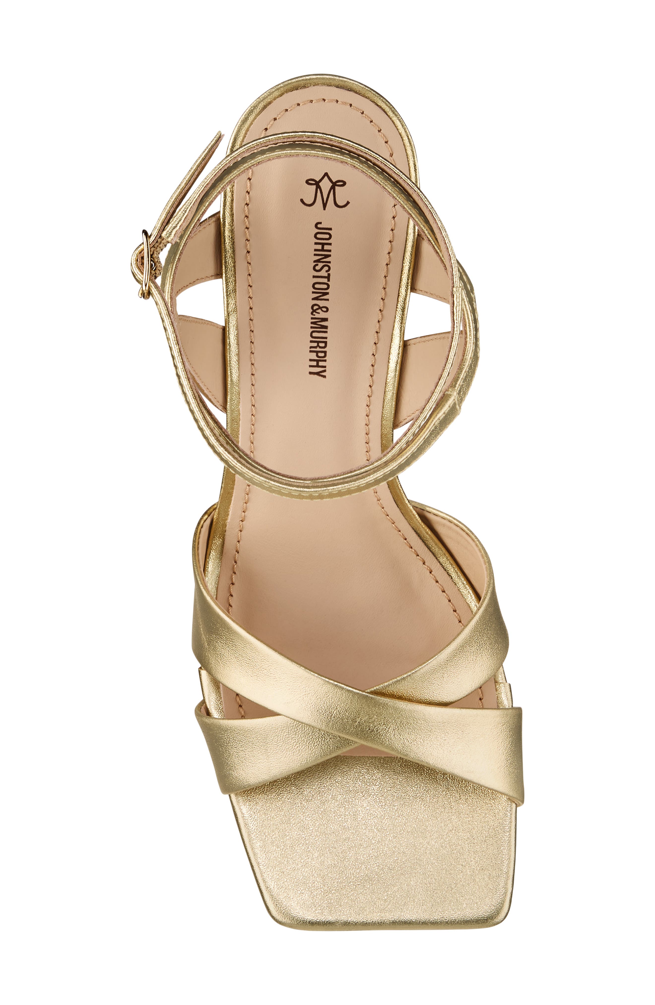 Johnston & Murphy Christine Ankle Strap Sandal, Alternate, color, Gold Metallic Sheepskin