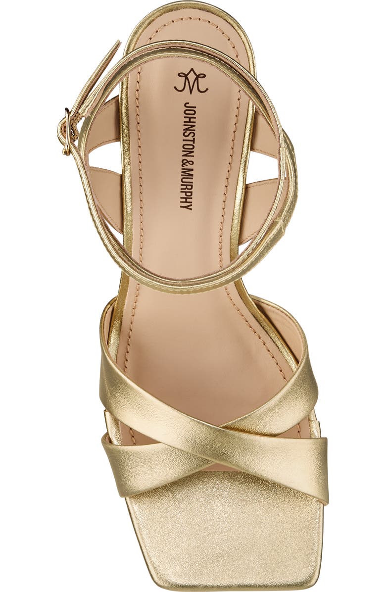 Johnston & Murphy Christine Ankle Strap Sandal, Alternate, color, Gold Metallic Sheepskin