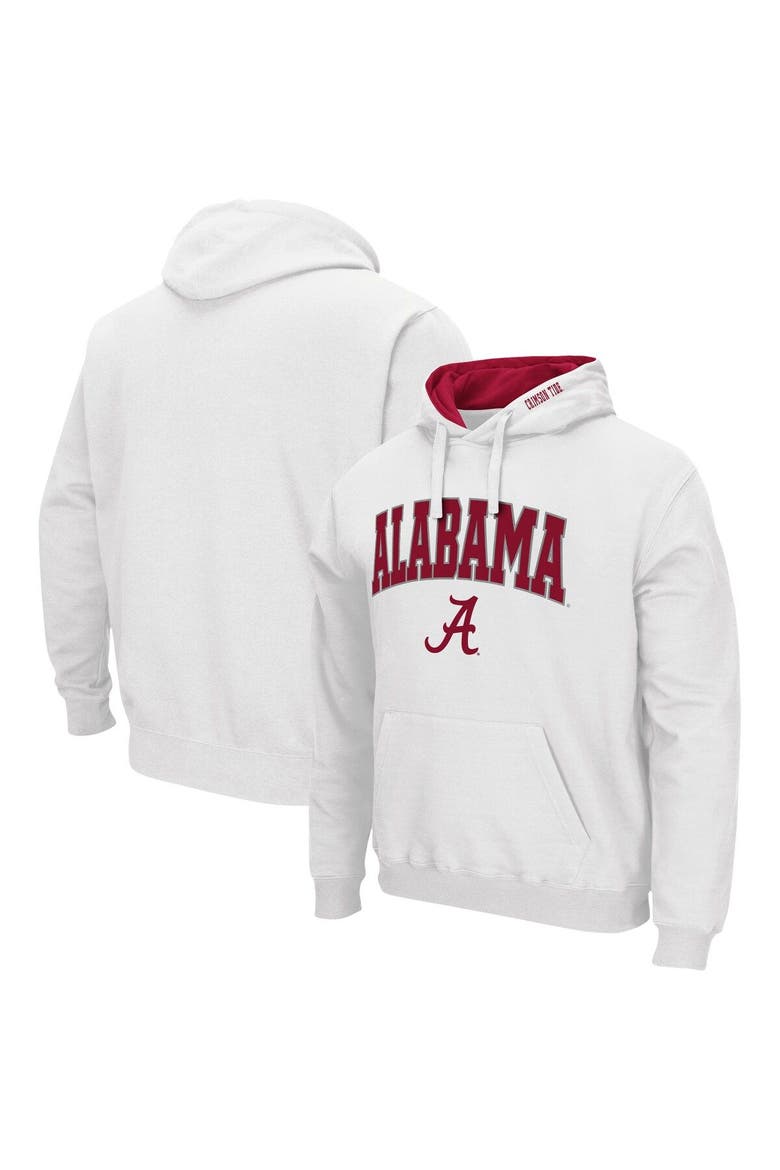Men's Colosseum White Alabama Crimson Tide Arch & Logo 3.0 Pullover Hoodie, Main, color, White