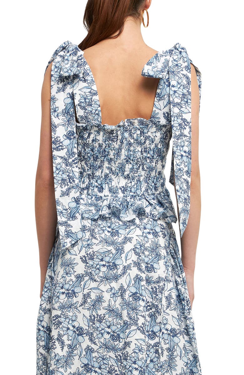 Endless Rose Smocked Tie Shoulder Linen Blend Tank, Alternate, color, Blue