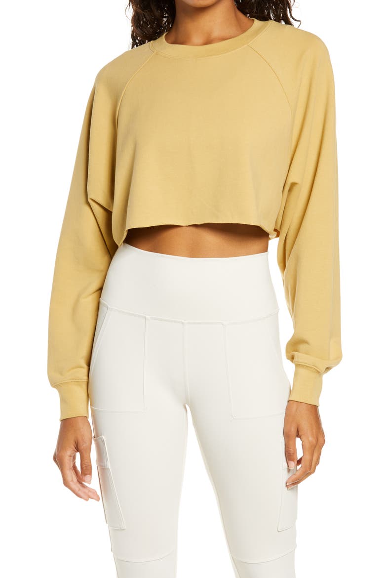 Double Take Crop Sweatshirt, Main, color, HONEY