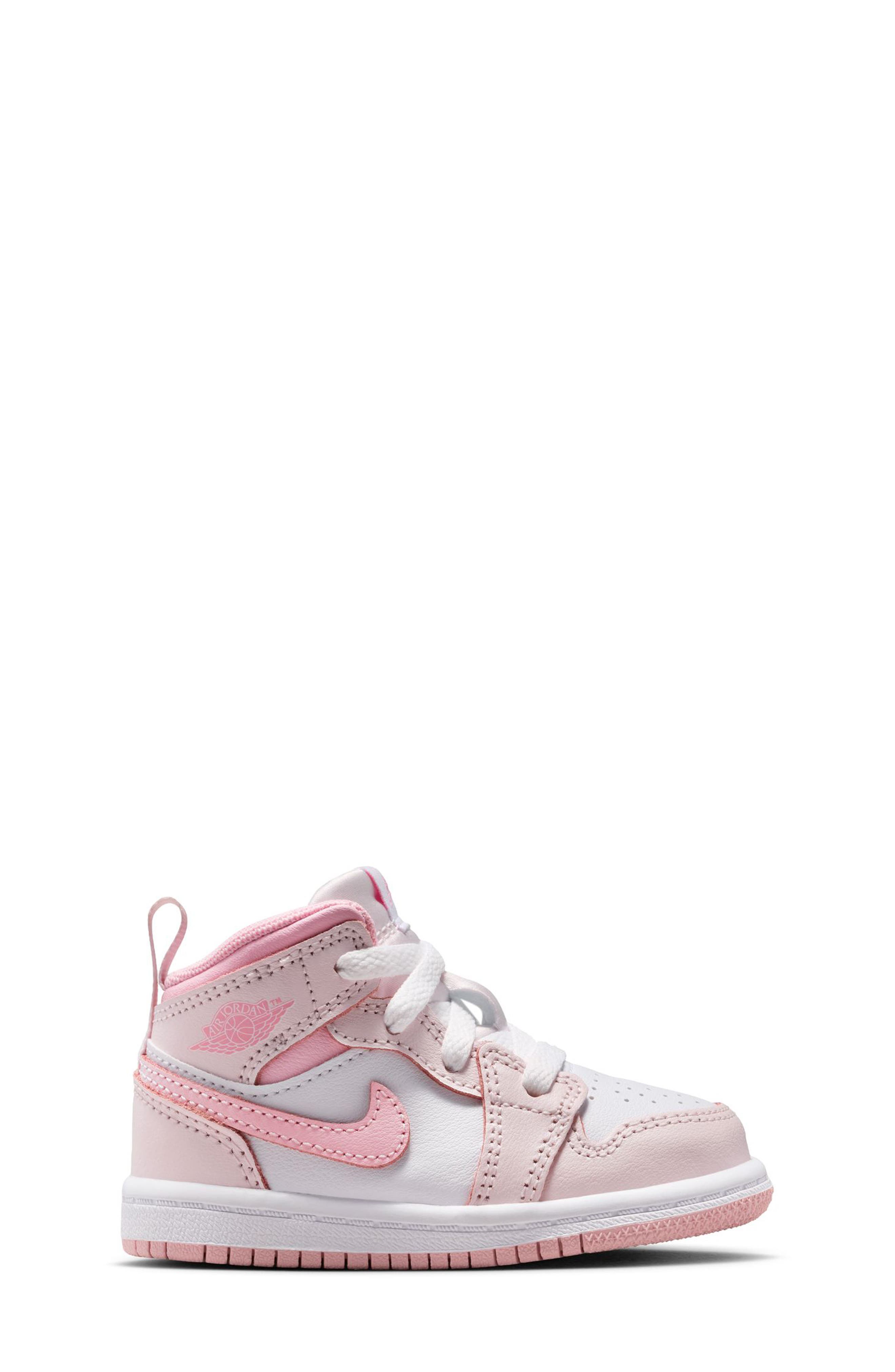 Kids' Air Jordan 1 Mid Sneaker, Alternate, color, 600 PERLPK/MDSFPK