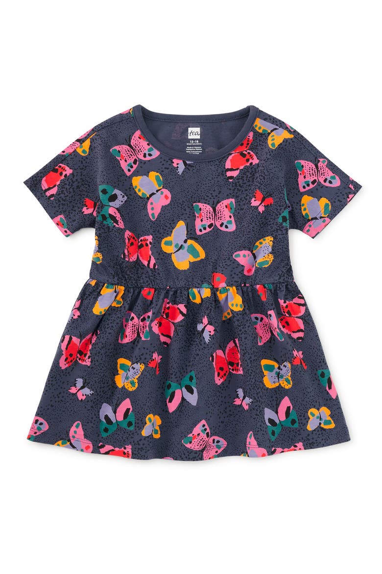Short Sleeve Twirl Dress, Alternate, color, Painted Kenyan Butterflies