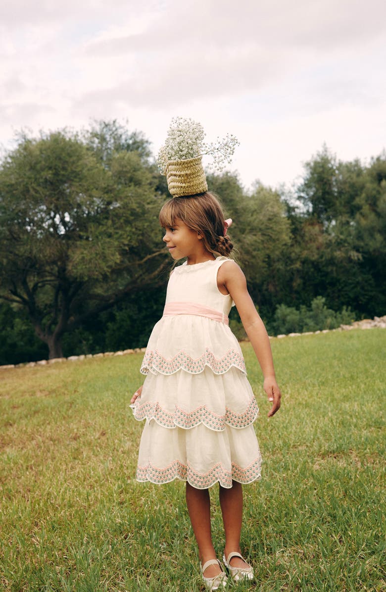 Mini Boden Kids' Sleeveless Tiered Organza Party Dress, Alternate, color, 