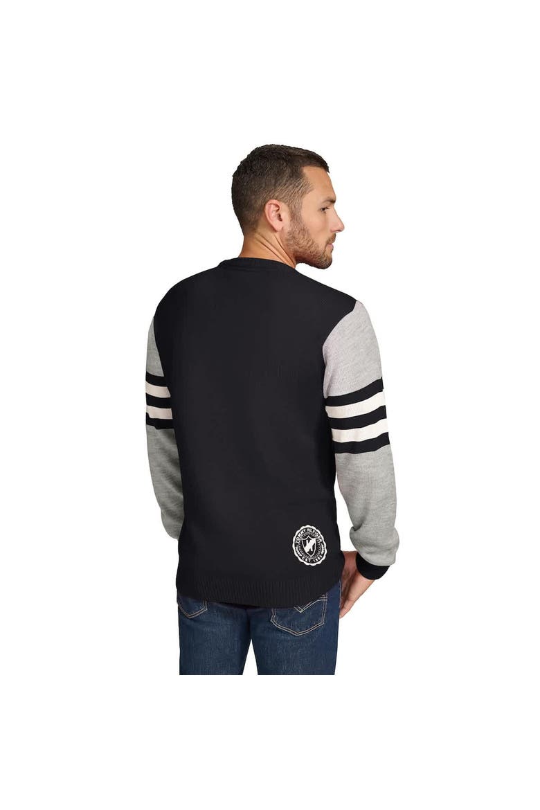 Men's Tommy Hilfiger Black/Heather Gray Las Vegas Raiders Acrylic Crewneck Pullover Sweatshirt, Alternate, color, Black