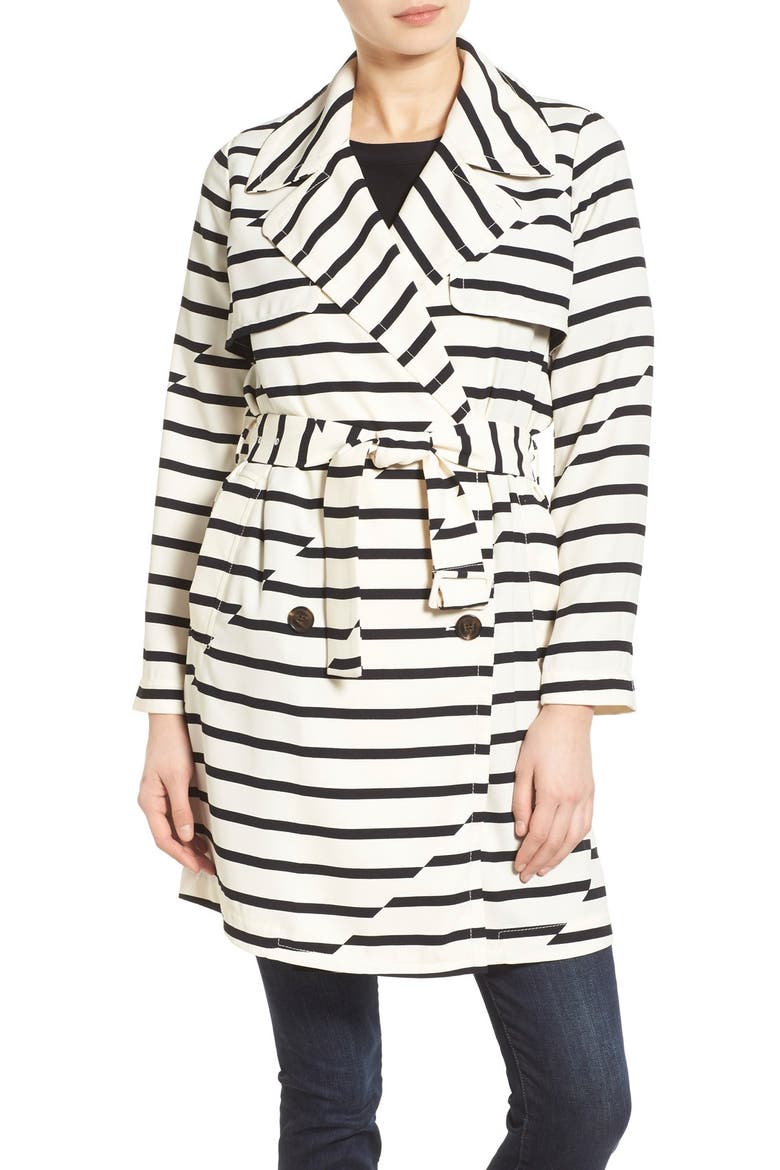'Parcel' Stripe Trench Coat, Main, color, VINTAGE LACE