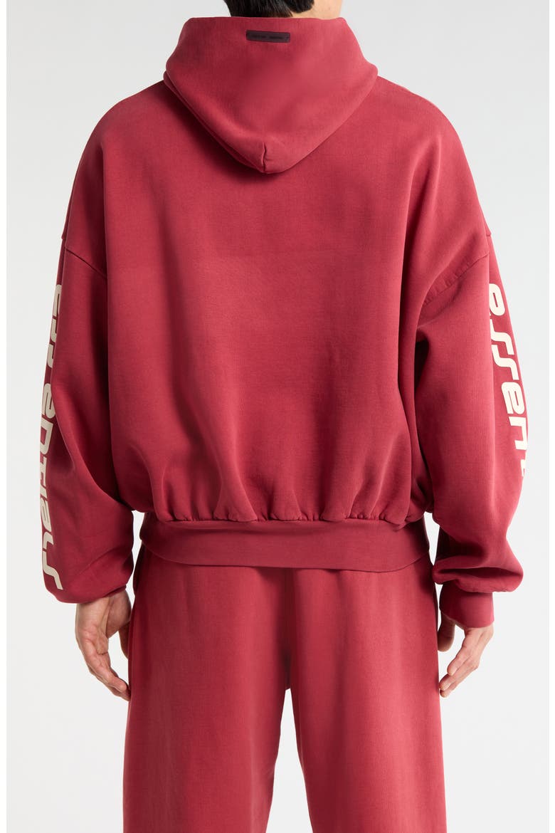 Logo Graphic Print Relaxed Crop Hoodie, Alternate, color, CRIMSON