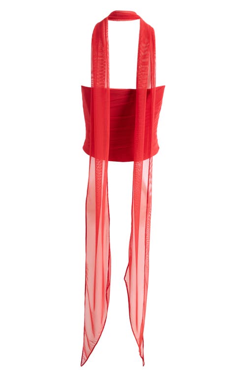 Shop House Of Cb Hallie Corset Top & Scarf In Hauted Red