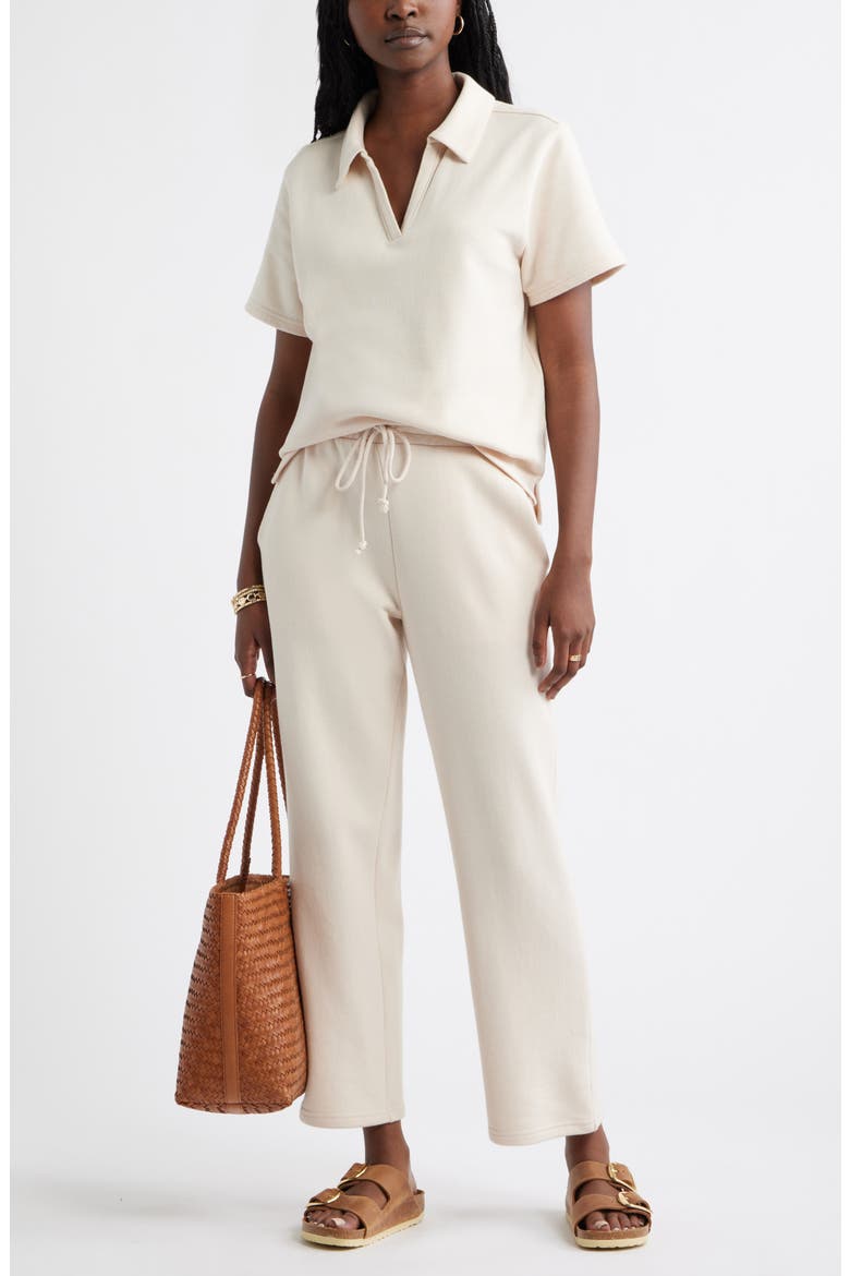 Cotton Blend French Terry Drawstring Pants, Alternate, color, BEIGE SHELL