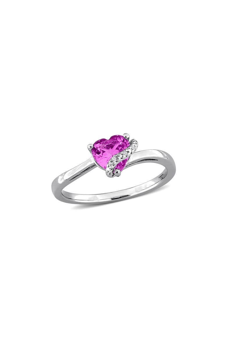 Semiprecious Stone & Diamond Heart Ring, Main, color, PINK