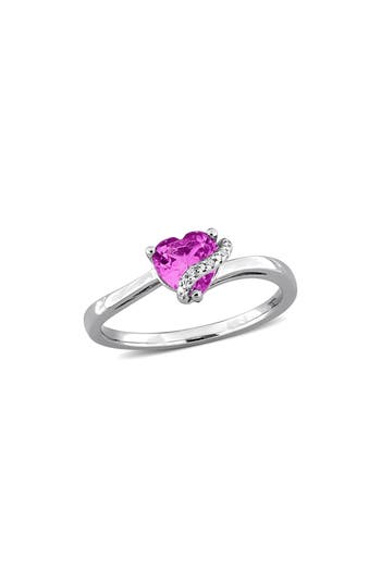 Delmar Semiprecious Stone & Diamond Heart Ring In Pink