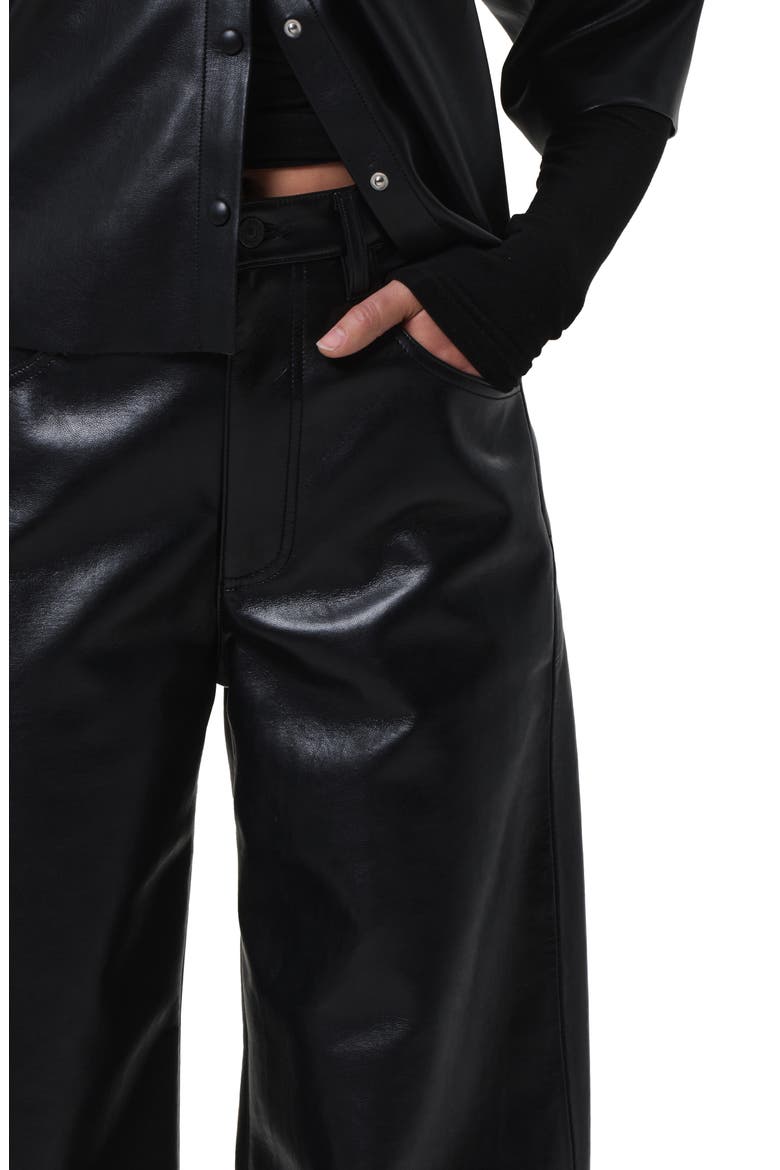 Ayla Baggy Recycled Leather Blend Pants, Alternate, color, BLACK