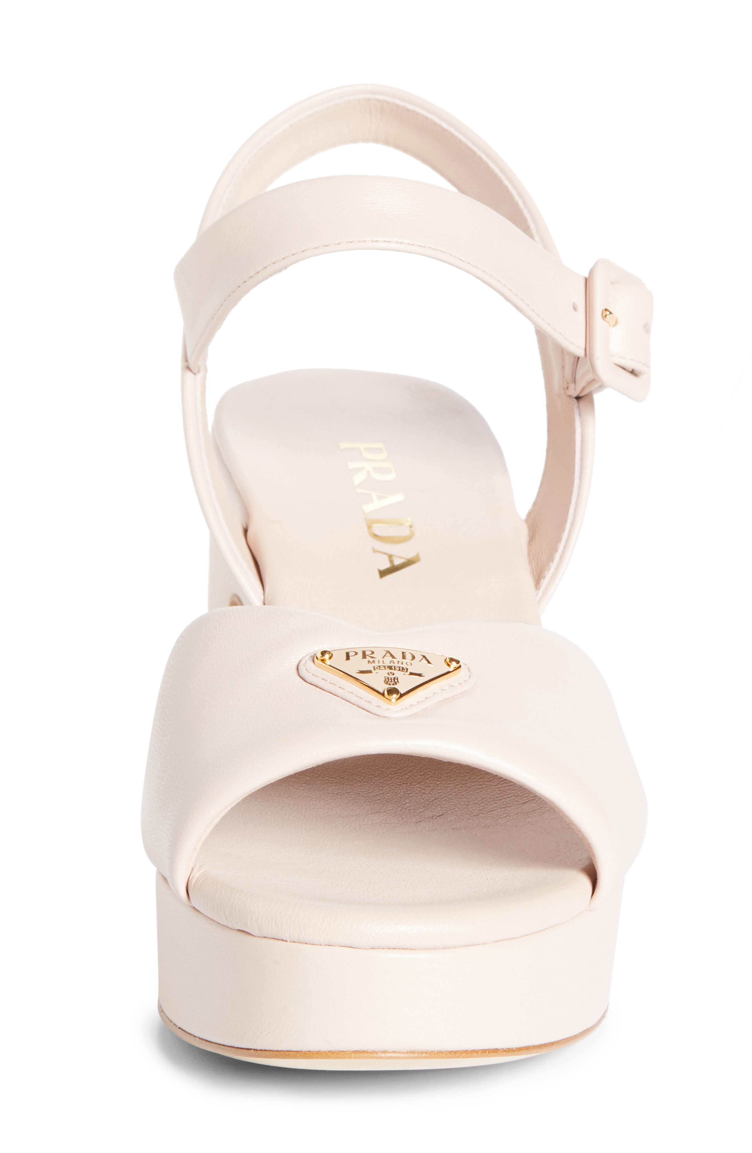 Prada Logo Platform Sandal, Alternate, color, Cipria