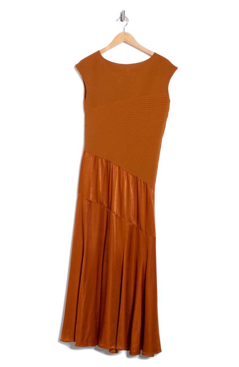 Derek Lam 10 Crosby Madeline Mixed Media Dress, Alternate, color, Copper