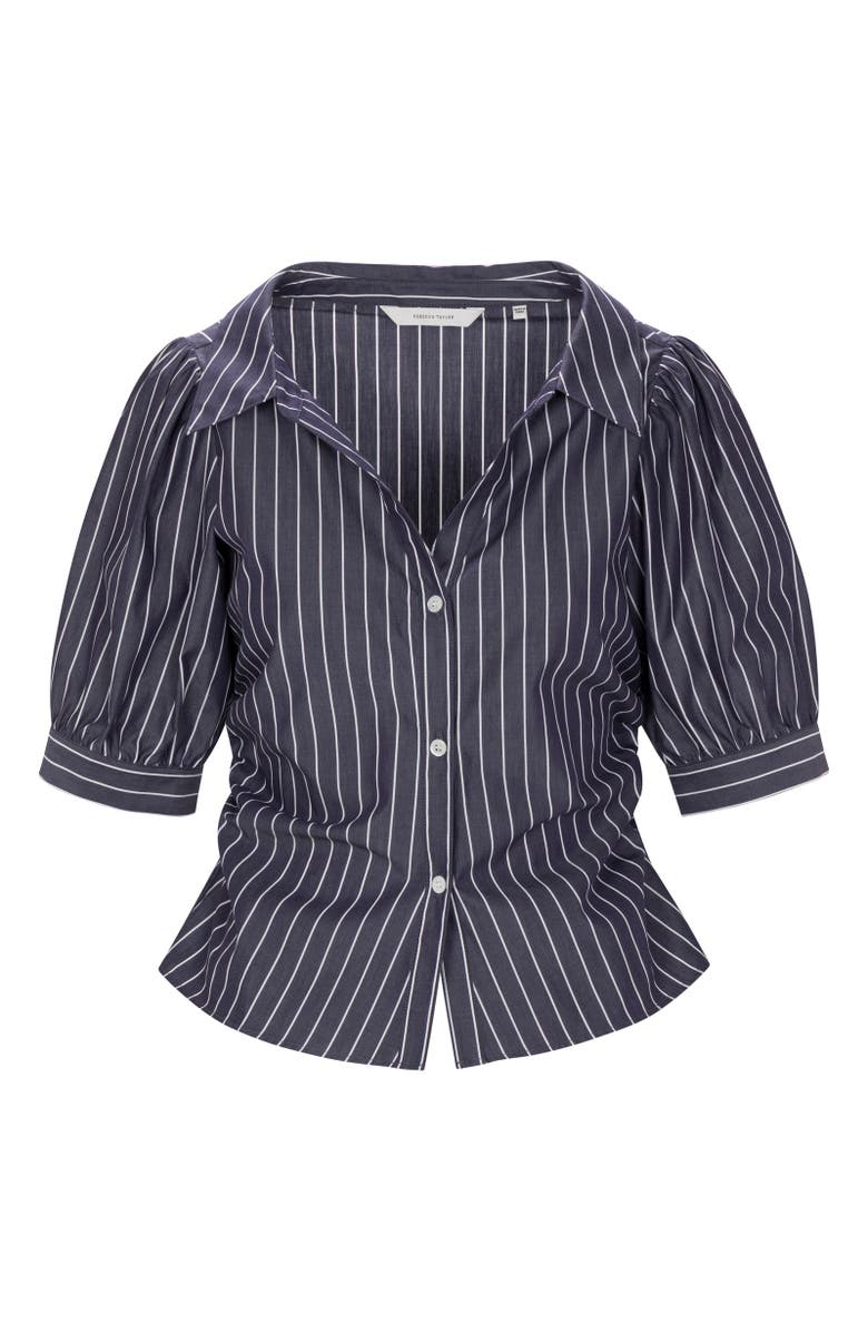 Rebecca Taylor Isla Stripe Poplin Shirt, Alternate, color, Navy Stripe