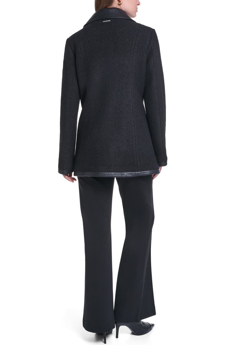 Wool Blend Jacket with Faux Leather Trim, Alternate, color, BLACK