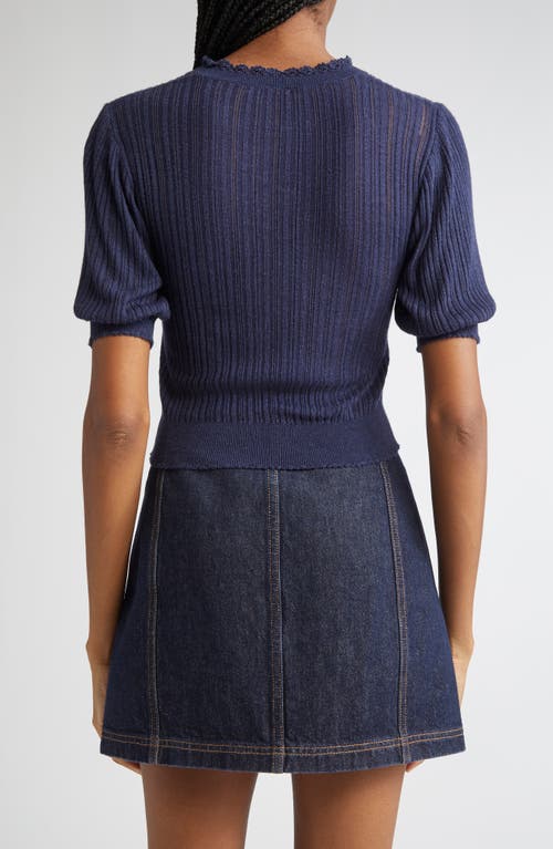 Ulla Johnson Gemma Short Sleeve Knit Top In Blue In Blue