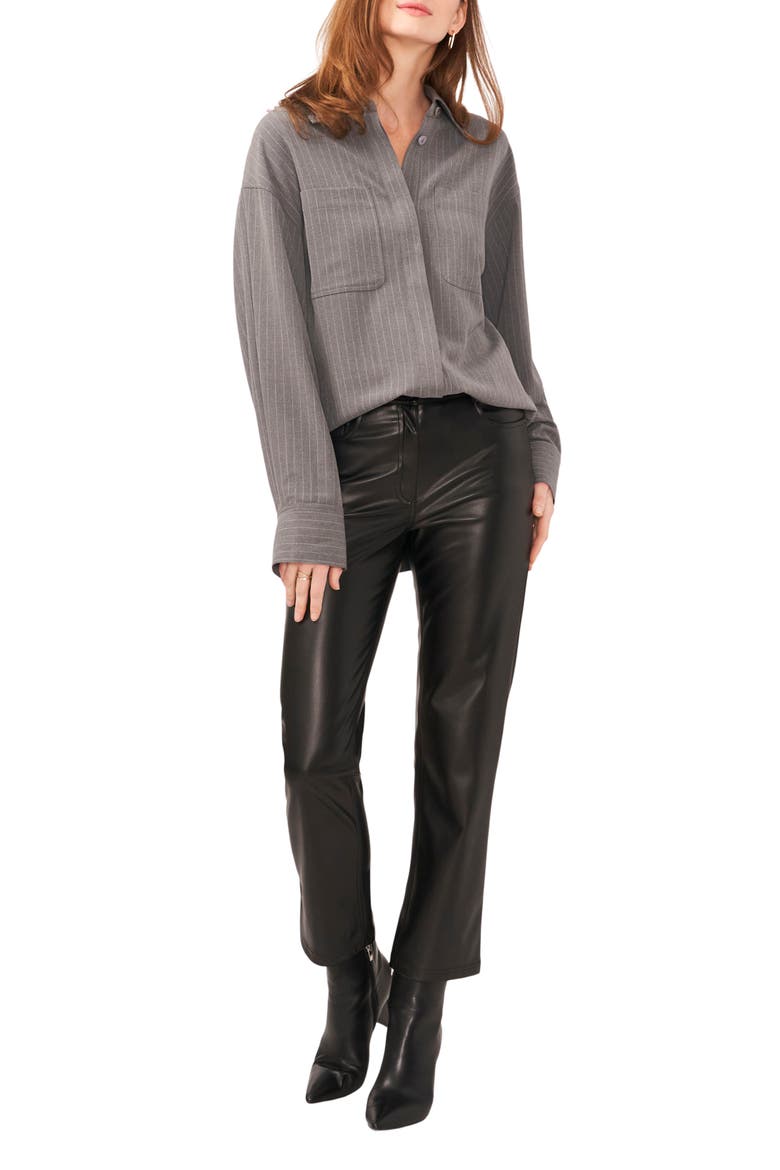 Pinstripe Oversize Shirt Jacket, Alternate, color, STEEL HEATHER