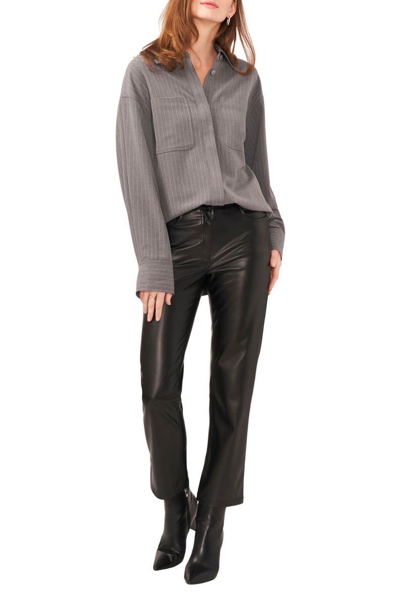 Vince Camuto Pinstripe Oversize Shirt Jacket, Alternate, color, Steel Heather