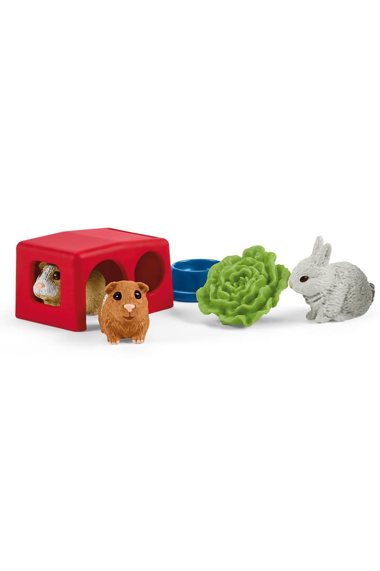 Farm World Rabbit and Guinea Pig Hutch 14 Piece Playset, Alternate, color, Multicolored