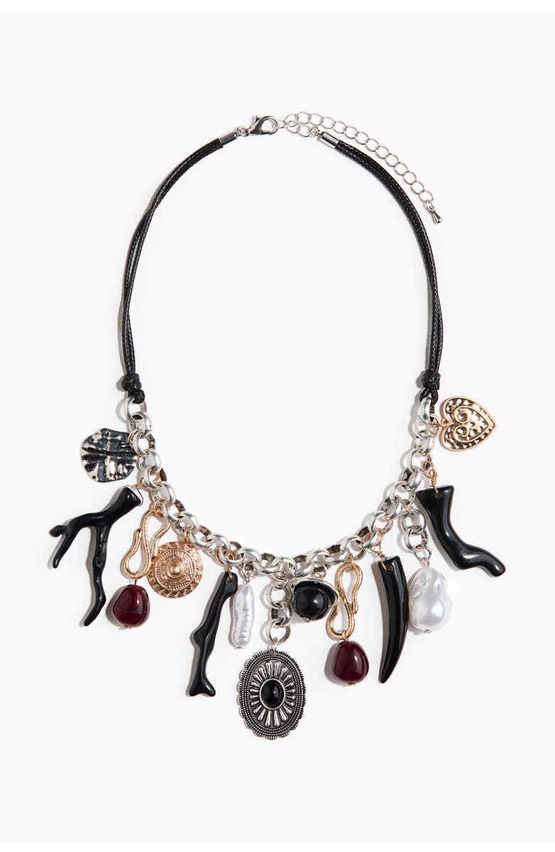 H&M Charm Necklace, Main, color, Black