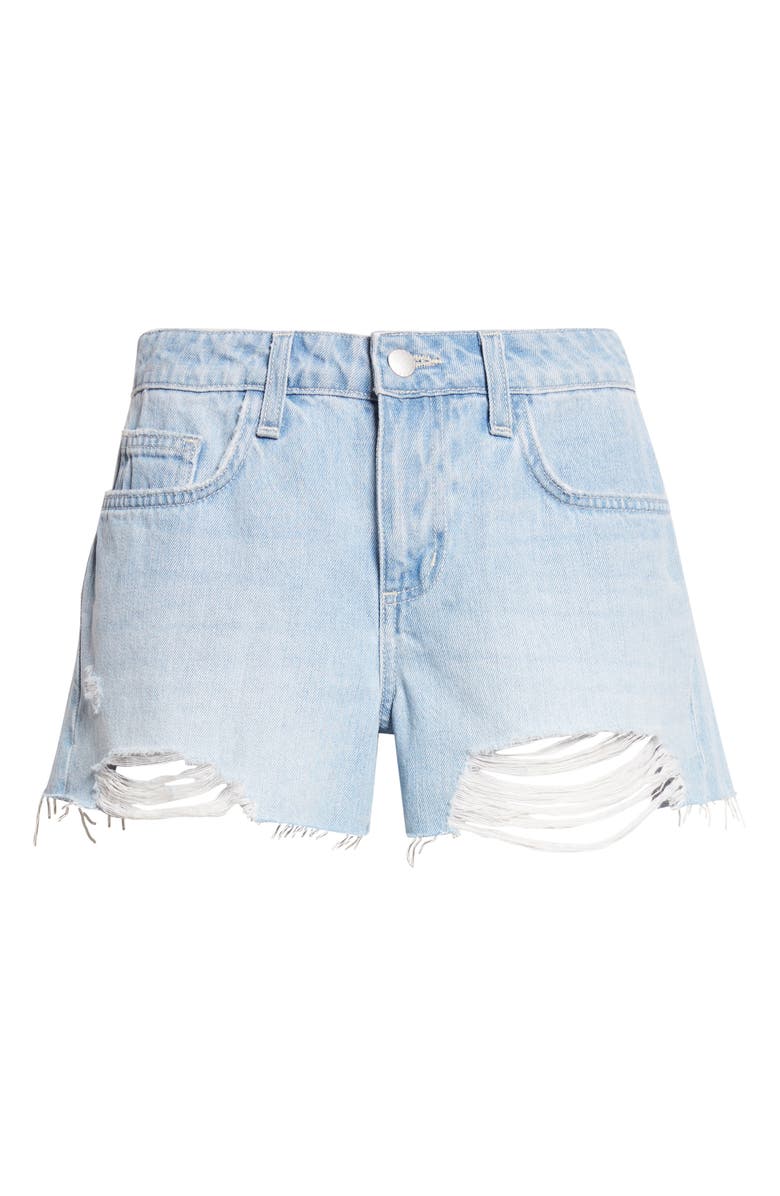 L'AGENCE Teya Low Rise Cutoff Denim Shorts, Alternate, color, Brea Destruct