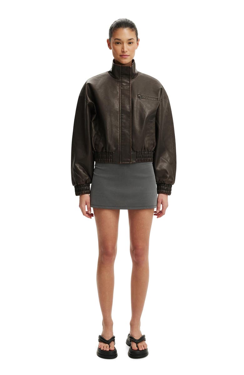 Cotton On Women's Easton Funnel Neck Bomber, Alternate, color, Cherry Choc