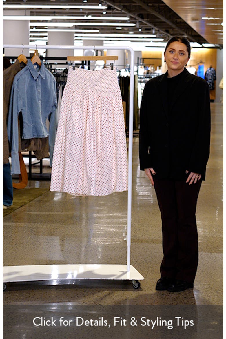 Layla Polka Dot Smocked Midi Skirt video