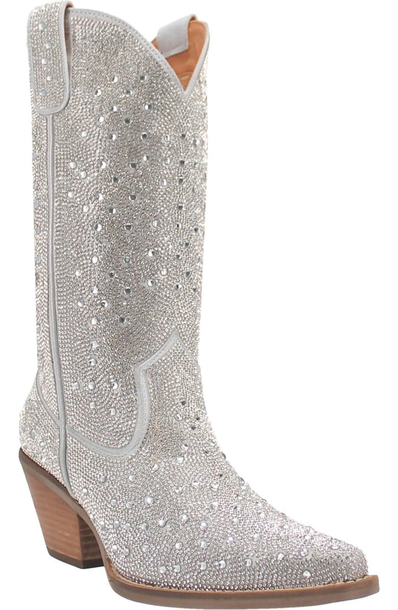 Dingo Silver Dollar Rhinestone Western Boot, Main, color, Silver