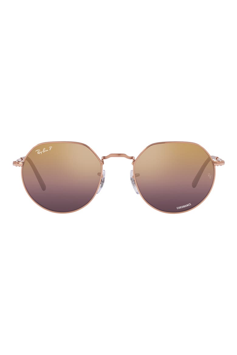Jack 51mm Gradient Polarized Irregular Sunglasses, Main, color, ROSE GOLD