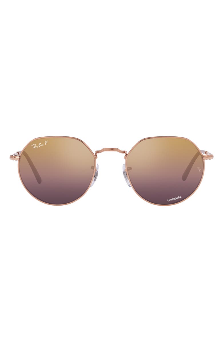 Ray-Ban Jack 51mm Gradient Polarized Irregular Sunglasses, Main, color, Rose Gold