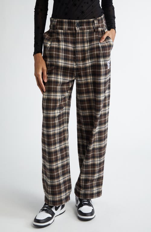 Shop Bella Dona Bella Doña Plaid Wide Leg Pants In Brown And White Plaid