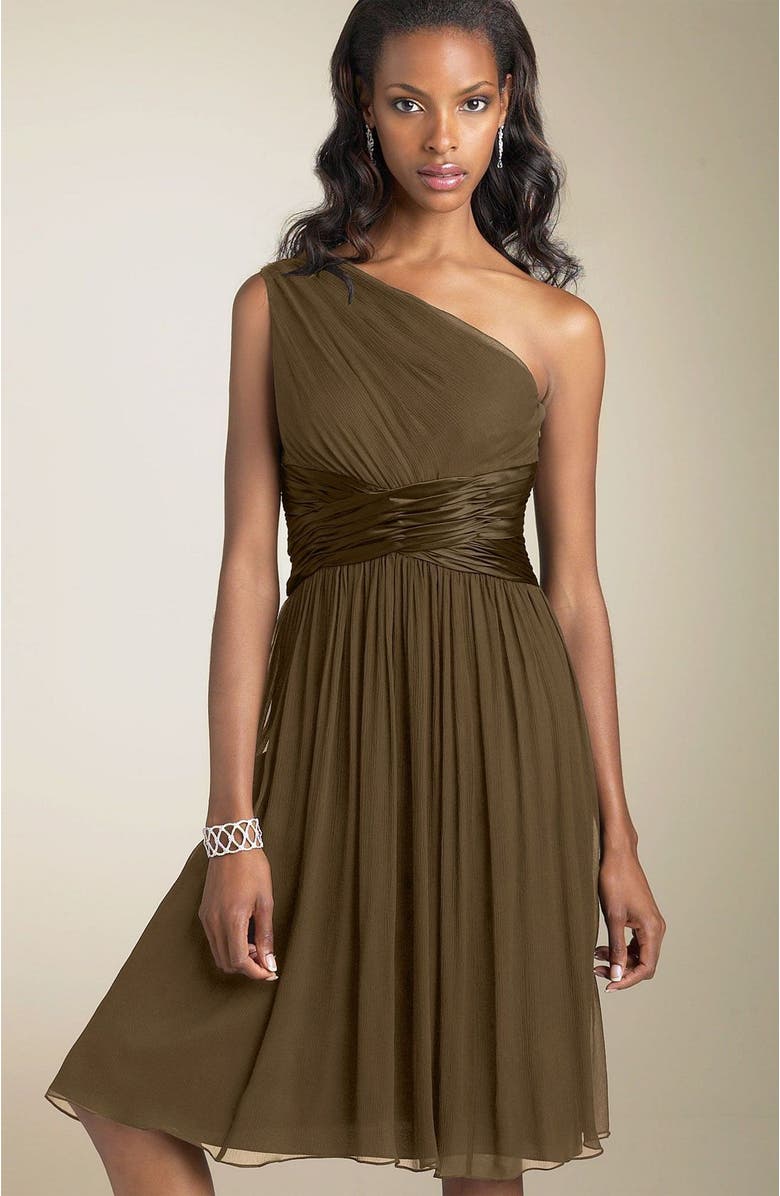 Maggy London One Shoulder Silk Dress, Main, color, 
