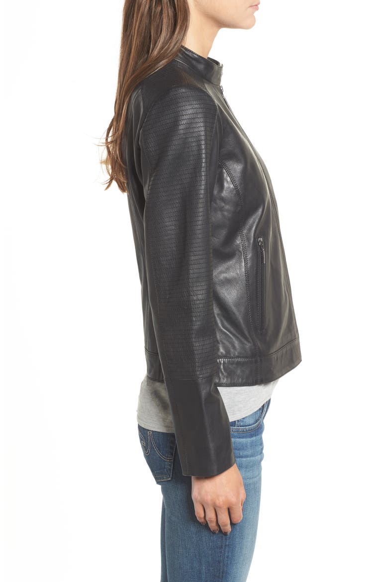 Kirwin Leather Moto Jacket, Alternate, color, BLACK