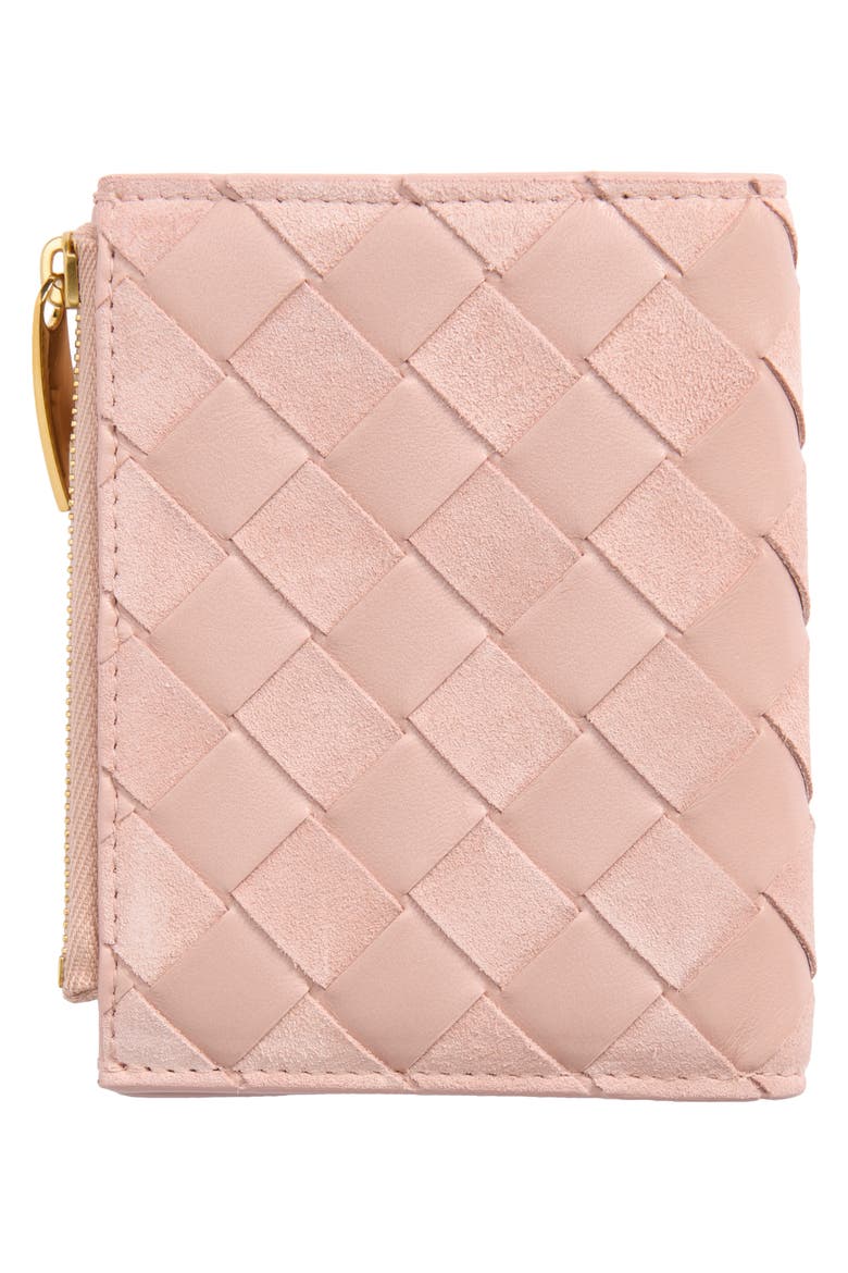 Intrecciato Bifold French Wallet, Alternate, color, 5149 TERRA PINK/ GOLD