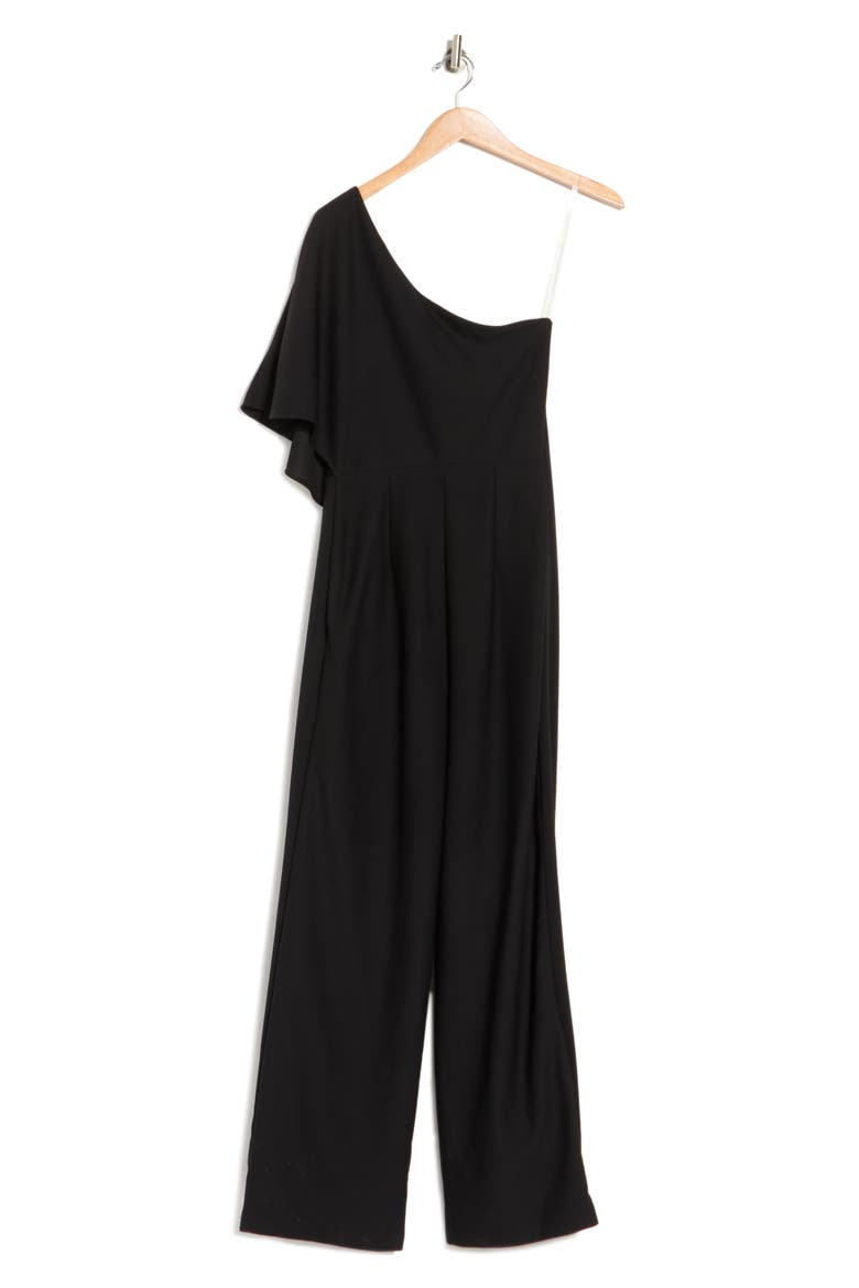 One-Shoulder Jumpsuit, Main, color, BLACK