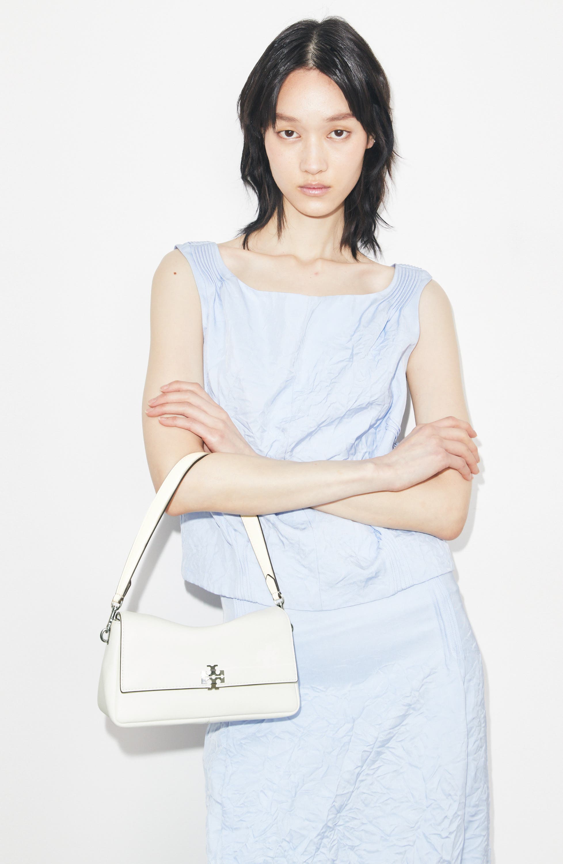 Small Charlie Leather Shoulder Bag, Alternate, color, BIANCO