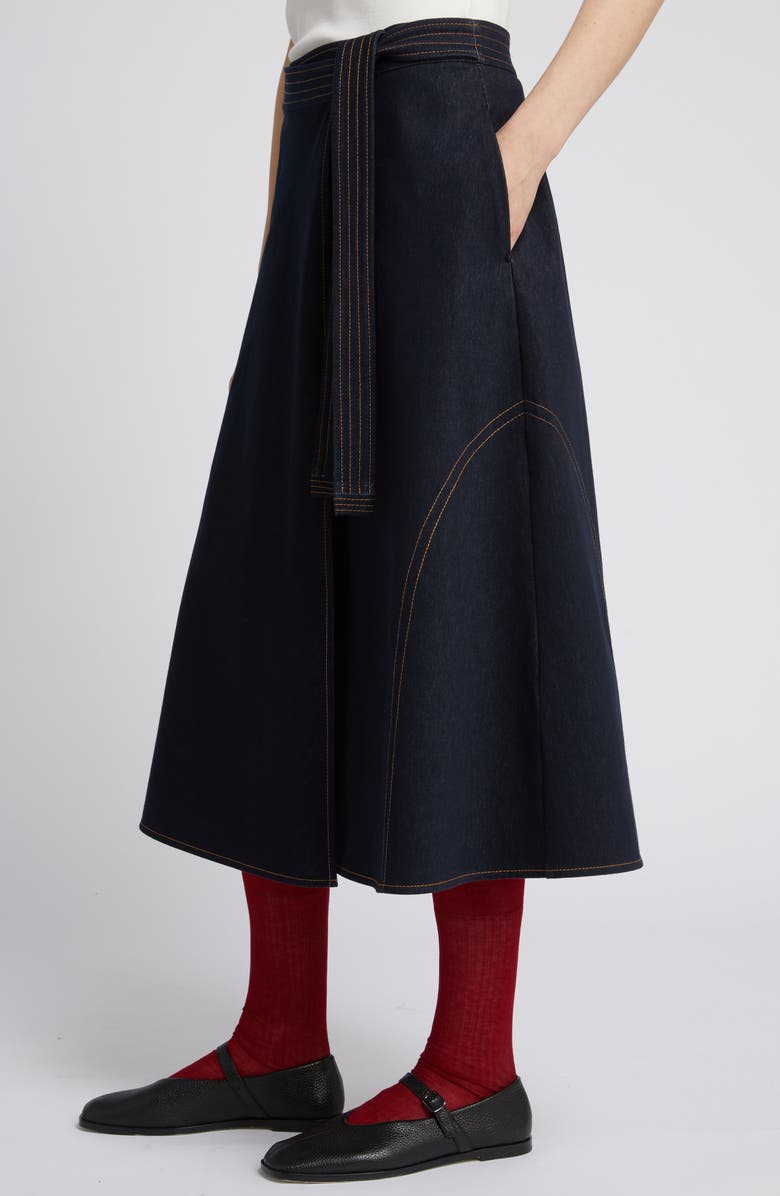MM by Max Mara Rane Belted Midi Skirt, Alternate, color, Midnight Blue