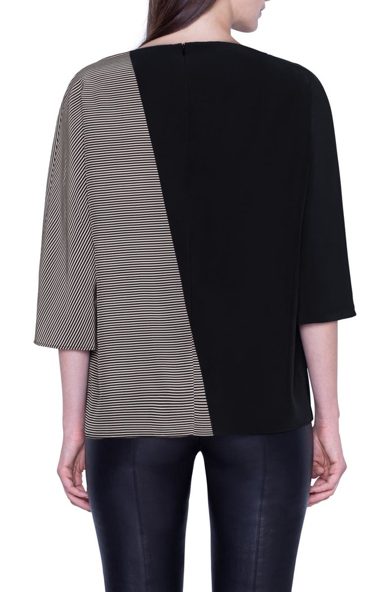 Akris Stripe & Solid Silk Top, Alternate, color, 