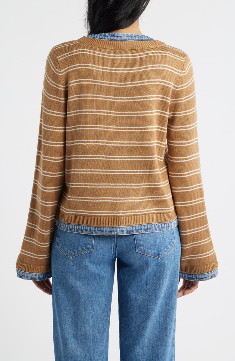 Wit & Wisdom Mixed Media Jacket, Alternate, color, Caramel Latte/ Ivory/ Blue